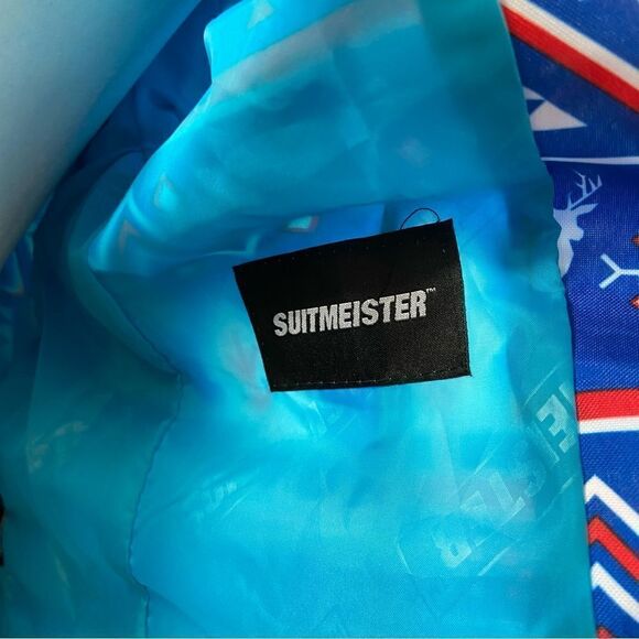 New with Tags Suitmeister Women’s Christmas Nordic Blue Printed Blazer Large - Picture 12 of 16